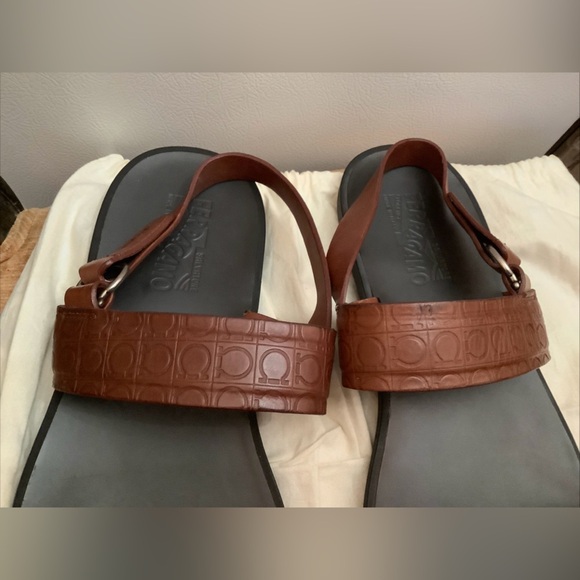 NOT FOR SALE RIGHT NOW Ferragamo Men’s Brown Leather Gancini Sandals​​ - Picture 3 of 14